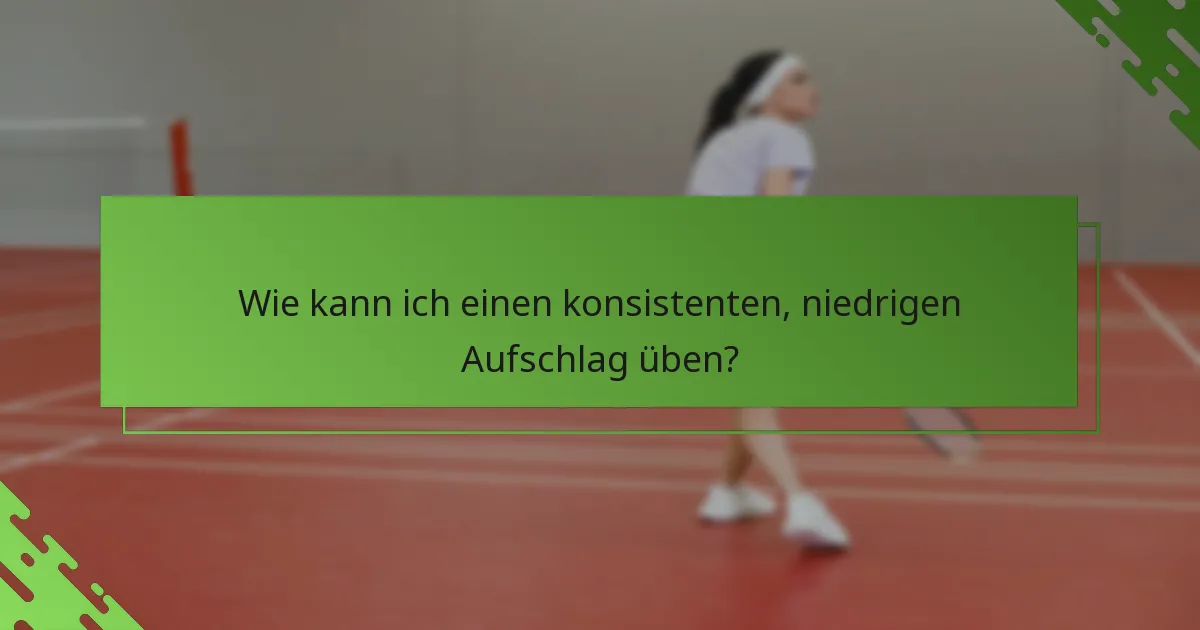 Wie kann ich einen konsistenten, niedrigen Aufschlag üben?