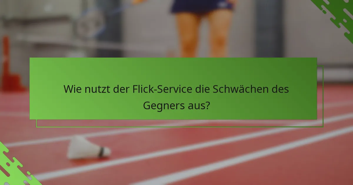 Wie nutzt der Flick-Service die Schwächen des Gegners aus?