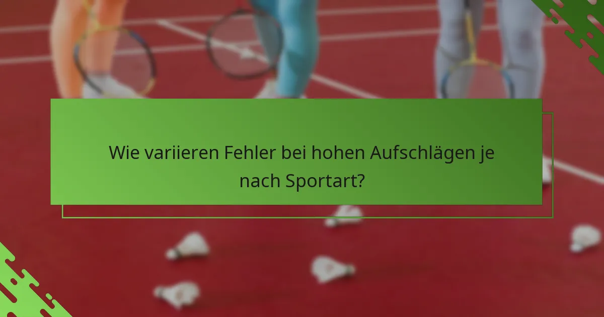 Wie variieren Fehler bei hohen Aufschlägen je nach Sportart?